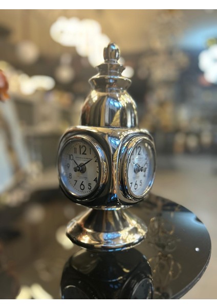 Masa Saati Evdema Vitale Sılver Metal Küp Saat 12*12*26 cm AK.IV0304