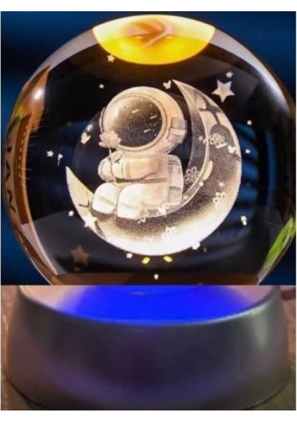Dekoratif Ay Üstünde Astronot Tasarımlı Plastik Altlıklı Cam Küre fiyatları