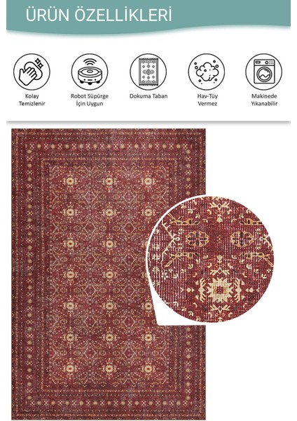 Relic Bordo Vintage Dokulu Geleneksel Desenli Dokuma Tabanlı Şönil Halı Al 477 fırsatları