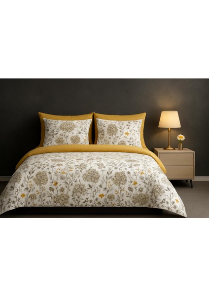 çift Kişilik Lastikli Çarşaflı Nevresim Takımı Jaune