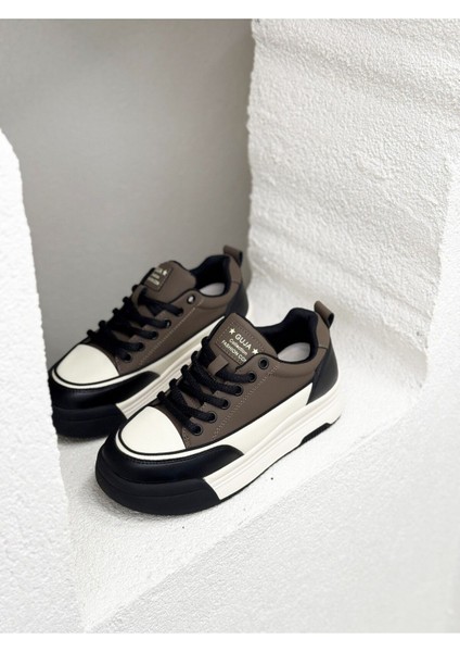 26K301 Kalın Taban Hakiki Deri Sneaker Spor Ayakkabı