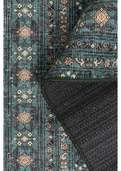 Relic Yeşil Vintage Dokulu Geleneksel Desenli Dokuma Tabanlı Şönil Halı Al 481 indirimleri