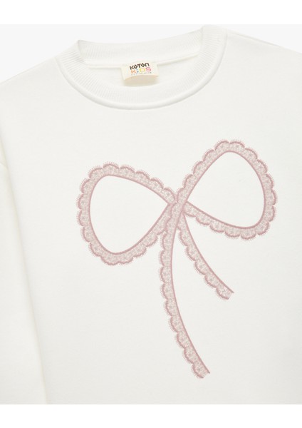 Uzun Kollu Bisiklet Yaka Şardonlu Fiyonk Baskılı Sweatshirt modelleri