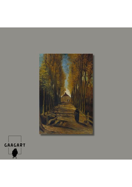 Tekli Dikey Kanvas Tablo Ünlü Eserler Van Gogh Avenue Of Poplars In Autumn modelleri