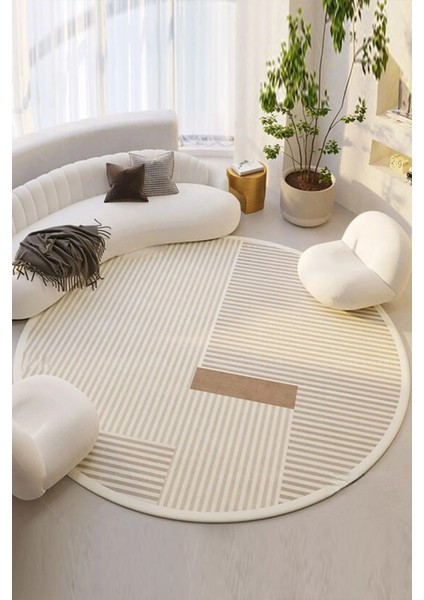 Dijital Kaymaz Yıkanabilir Jüt Görünümlü Modern Yuvarlak Salon Halısı Mutfak Halısı Koridor Halısı D4150