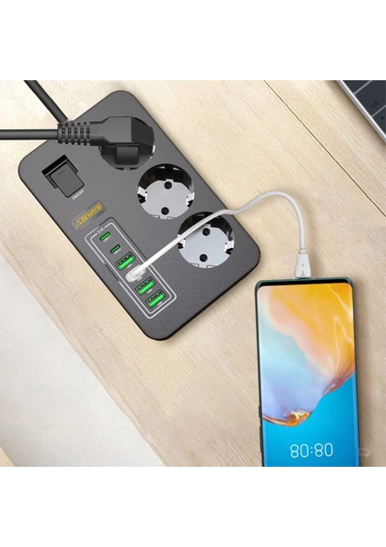 3'lü Akım Korumalı Grup Priz - Çocuk Korumalı 4usb 2 Type-C Portlu fırsatları