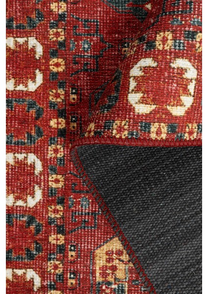 Relic Kırmızı Vintage Dokulu Klasik Desenli Dokuma Tabanlı Şönil Halı Al 475 indirimleri