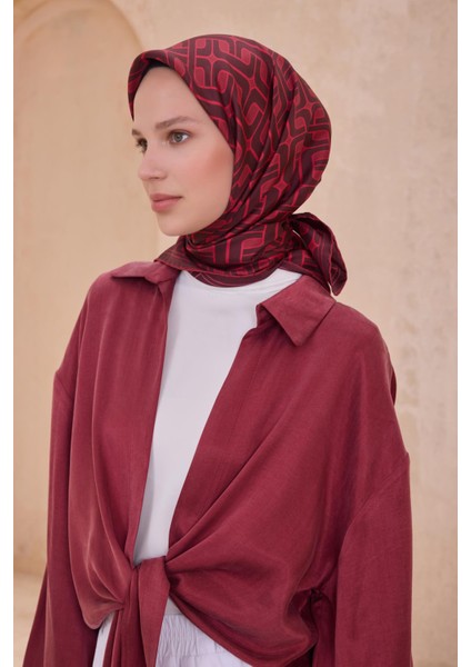 Tivil İpek Eşarp 4118 - 84 Bordo Karışık Desen