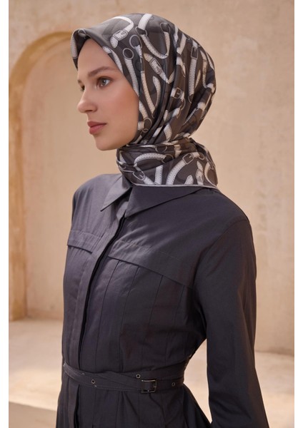 Tivil İpek Eşarp 4125 - 05 Gri Karışık Desen