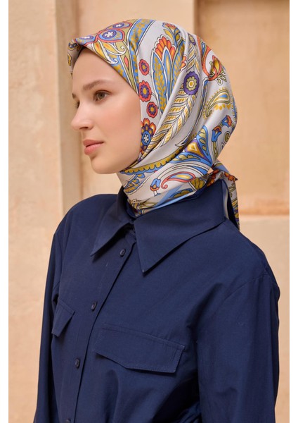 Tivil İpek Eşarp 4111 - 31 Gri Karışık Desen