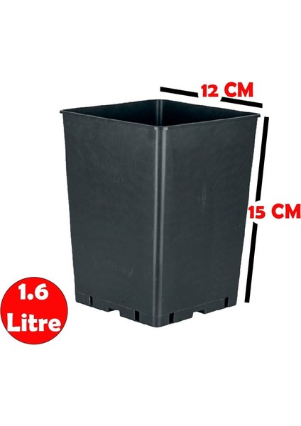 Dayanıklı Siyah Üretim Saksısı-1,6 Litre (100 Adet)
