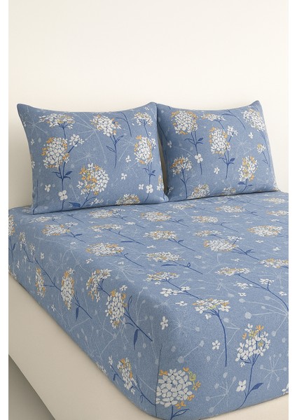 Tek Kişilik Pamuklu Papatya Desen Lastikli Çarşaf Takımı