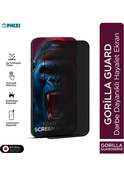 Hayalet Gorilla Guard iPhone 14 Kırılmaz Cam – Hd Temperli, Tekrar Yapışabilir, Suyla Temizlenebilir, Anti-Statik, Süper Kavisli Ekran Koruyucu