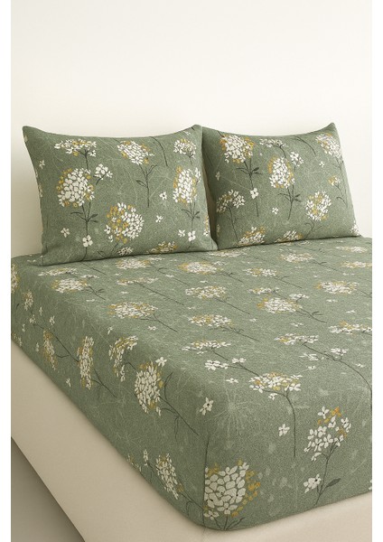 Tek Kişilik Pamuklu Papatya Desen Lastikli Çarşaf Takımı