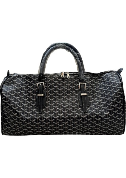 Monogram Detaylı Seyahat Çantası Askılı Bavul Spor Çantası El Valizi Goyard Style