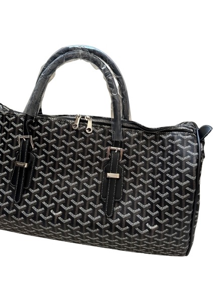 Monogram Detaylı Seyahat Çantası Askılı Bavul Spor Çantası El Valizi Goyard Style modelleri
