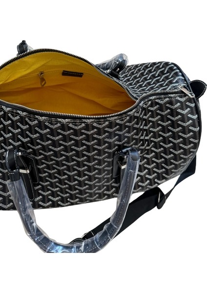 Monogram Detaylı Seyahat Çantası Askılı Bavul Spor Çantası El Valizi Goyard Style indirimleri