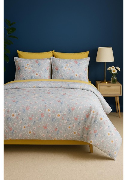 çift Kişilik Lastikli Çarşaflı Nevresim Takımı Daisy