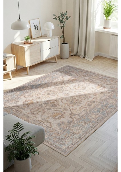 Relic Gri Vintage Dokulu Klasik Desenli Dokuma Tabanlı Şönil Halı Al 511