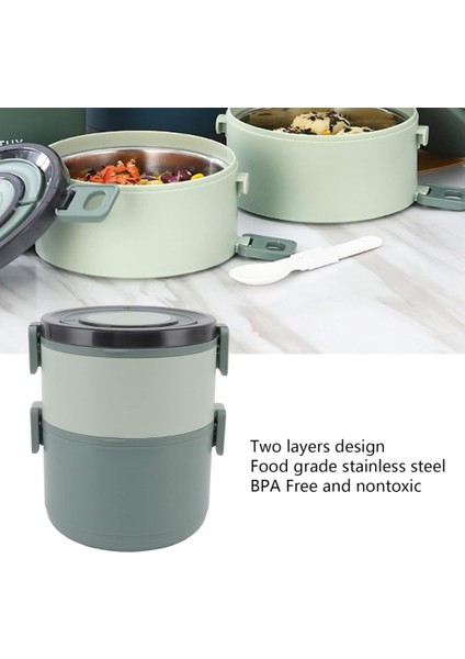 Bento 2 Katlı 2 Bölmeli Bpa Free 1600ML Paslanmaz Çelik Lunch Box Yemek modelleri
