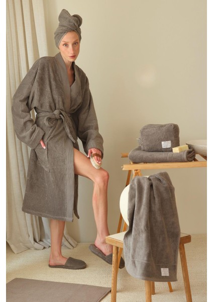 Solena Kadın Bornoz L/xl Gri