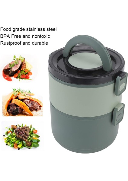 Bento 2 Katlı 2 Bölmeli Bpa Free 1600ML Paslanmaz Çelik Lunch Box Yemek fırsatları