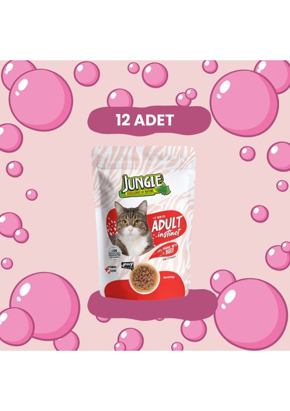Pouch Yetişkin Kedi Dana Eti Parçalı 100 G * 12'li Avantaj