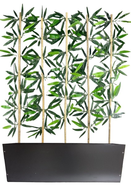 Yapay Çiçek Antrasit Saksıda 120 cm Bambu 15 Adet (Tüm Set Dahil) Seperatör