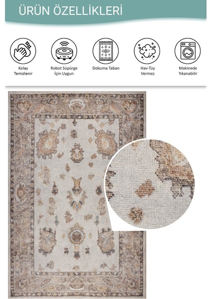 Relic Krem Vintage Dokulu Klasik Desenli Dokuma Tabanlı Şönil Halı Al 516 fırsatları