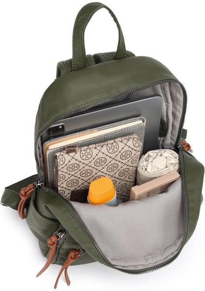 Yıkama Deri Sırt Askılı Kadın Çantası 21K Barcelona 1923