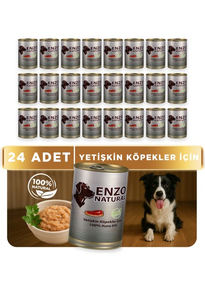 Natural Kuzu Etli Yaş Köpek Maması 410 gr x 24
