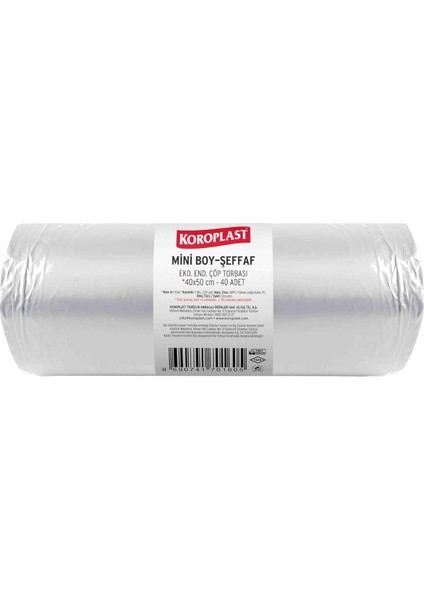 Eko Çöp Torbası, Şeffaf, Mini Boy, 40X50 Cm, 40'lı Paket