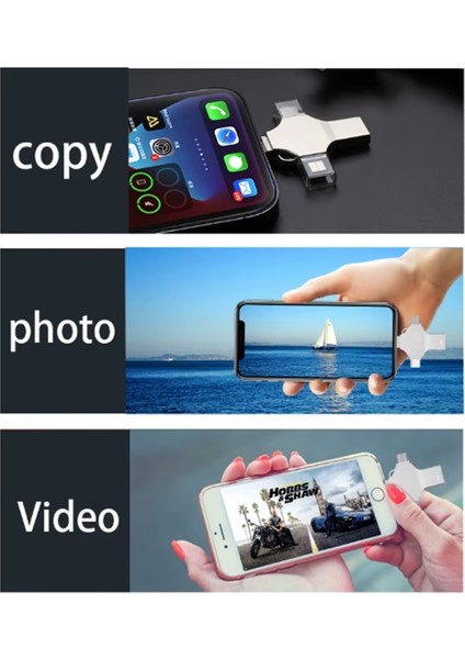 128 GB Flash Bellek - Android Telefon, Tablet, Bilgisayar, Apple, Macbook Uyumlu Flash Bellek Metal Kasa