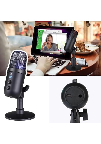 Profesyonel Kardioid Rgb Oyuncu Stüdyo Kayıt Kablolu Podcast Mikrofonu