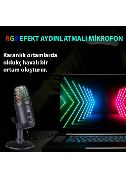 Profesyonel Kardioid Rgb Oyuncu Stüdyo Kayıt Kablolu Podcast Mikrofonu modelleri