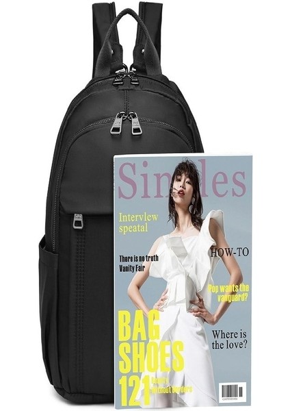 Unisex Siyah Sırt Çantası Suya Dayanıklı Krinkıl Kumaş fırsatları