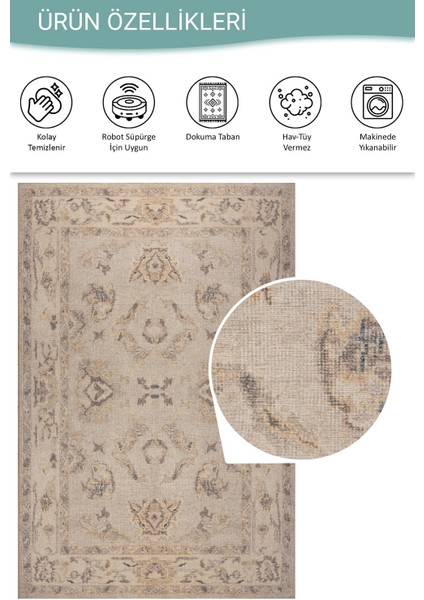 Relic Bej Vintage Dokulu Klasik Desenli Dokuma Tabanlı Şönil Halı Al 518 fırsatları