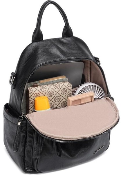 Yumuşak Dokulu Yıkama Deri Askılı Kadın Sırt Çantası