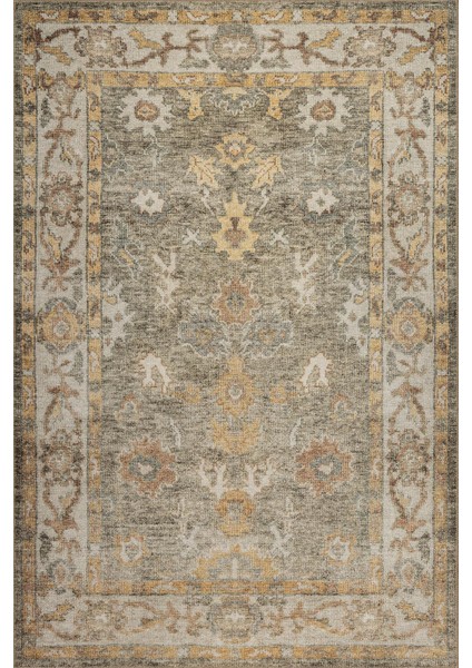 Relic Yeşil Vintage Dokulu Klasik Desenli Dokuma Tabanlı Şönil Halı Al 515 fiyatları