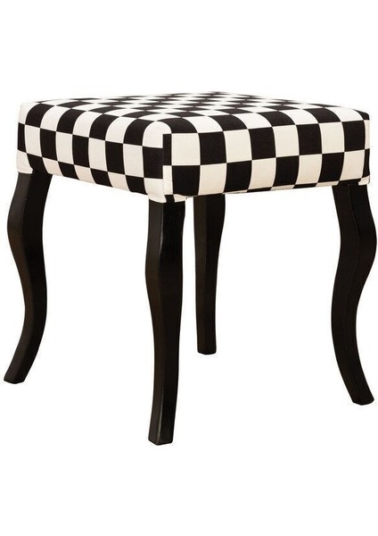 Puf Ahşap Cnc Lükens Ayaklı Boyalı Dama Desenli Puf indirimleri