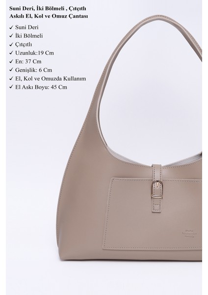 Vizon SHK142 Suni Deri Iki Bölmeli Çıtçıtlı El, Kol ve Omuz Çantası modelleri