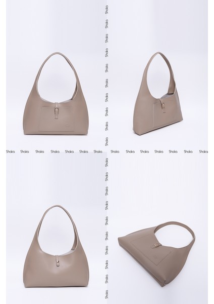 Vizon SHK142 Suni Deri Iki Bölmeli Çıtçıtlı El, Kol ve Omuz Çantası