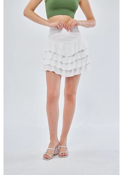 Bel Lastikli Fırfırlı Pileli Mini Etek fırsatları