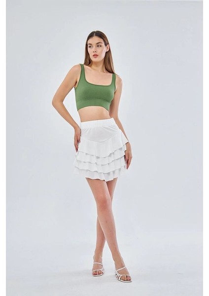 Bel Lastikli Fırfırlı Pileli Mini Etek indirimleri