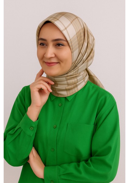 Tivil İpek Eşarp 4122 - 01 Krem Karışık Desen
