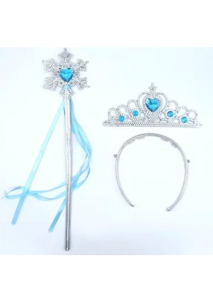 Karlar Ülkesi Elsa Mavi Kalp Tacı ve Kar Temalı Asa Seti fiyatları