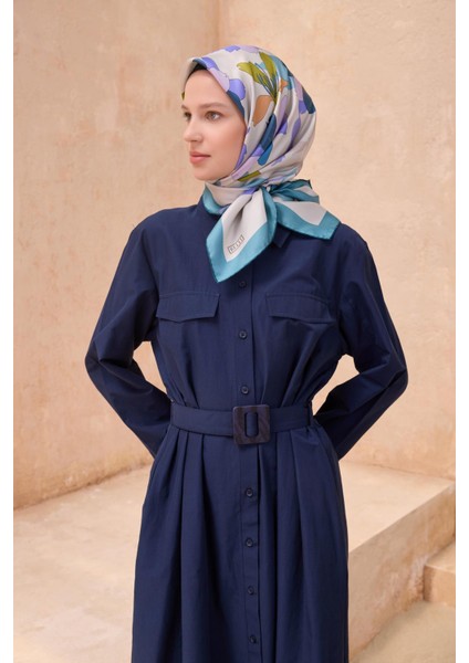 Tivil Saf İpek Eşarp 4100 - 52 Mavi Karışık Desen fiyatları