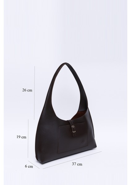 Kahve Rengi SHK142 Suni Deri Iki Bölmeli Çıtçıtlı El, Kol ve Omuz Çantası fiyatları