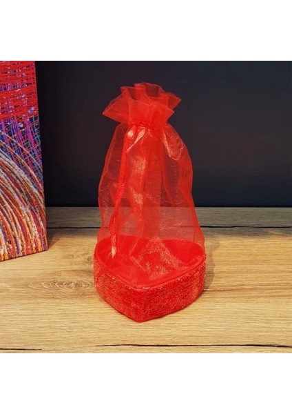 Kırmızı Kalpli Tül Kese modelleri