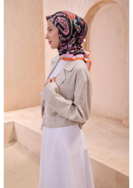 Tivil Saf İpek Eşarp 4111 - 38 Siyah Karışık Desen fiyatları